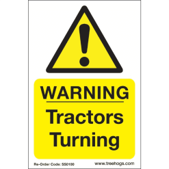 Treehog Corex Safety Sign - Warning Tractors Turning